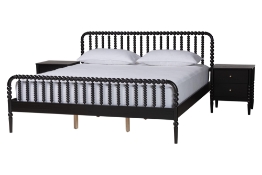 Baxton Studio Lucera 3-Piece Bedroom Set, Black, King Baxton Studio restaurant furniture, hotel furniture, commercial furniture, wholesale bedroom furniture, wholesale king, classic king